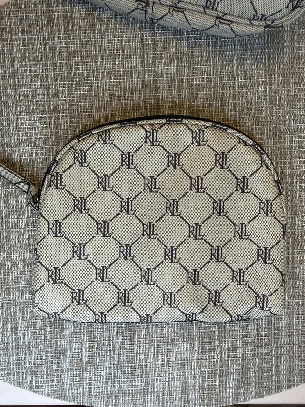 Lauren Ralph Lauren White & Black RL Logo Cosmetic Pouches Set